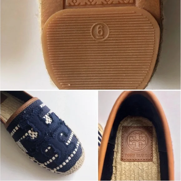 Tory Burch Shaw Espadrille Flats Size 6 Navy/white stripes - Picture 8 of 8